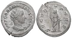 Roman Imperial Gordian III. AD. 238-244. AR Antoninianus. 3.87 g. - 23.41 mm. Rome, struck 243-244 AD. Obv.: IMP GORDIANVS PIVS FEL AVG. Radiate, draped and cuirassed bust of Gordian III to right, see