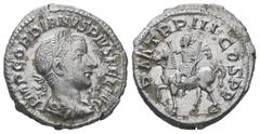 Roman Imperial Gordian III. AD. 238-244. AR Denarius. 2.39 g. - 19.62 mm. Rome, struck 240 AD. Obv.: IMP GORDIANVS PIVS FEL AVG. Bust of Gordian III, laureate, draped, cuirassed, right. Rev.: P M TR P