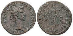 Roman Imperial Nerva, AD. 96-98. AE Sestertius. 28.30 g. - 34.67 mm. Rome, struck 97 AD. Obv.: IMP NERVA CAES AVG - P M TR P COS III P P. Head of Nerva, laureate, right. Rev.: FORTVNA AVGVSTI. Fortuna