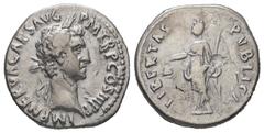 Roman Imperial Nerva, AD. 96-98. AR Denarius. 2.69 g. - 18.35 mm. Rome. Obv.: IMP NERVA CAES AVG P M TR P COS III P P. Head of Nerva, laureate, right. Rev.: LIBERTAS PVBLICA. Libertas, draped, standin
