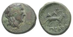 Greek Thrace, Alopeconnesos. Ae, 1,89 g 13,50 mm. ca. 4th-3rd centuries BC. Obv.: Laureate head of Apollo right. Rev.: ΑΛΩ-ΠΕΚΟΝ; Fox walking right, barley corn in right field. Ref: HGC 3.2, 1309; Yar