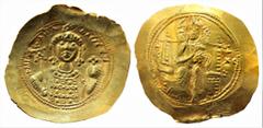 Byzantine Byzantine Michael VII Ducas (1071-1078 AD). Constantinople AV/EL histamenon nomisma scyphate (22mm 4.34g) Obv: Christ seated facing on straight-backed throne, wearing nimbus cruciger with si