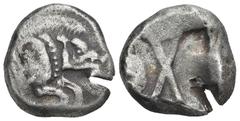 Greek Greek Dynasts of Lycia. Uncertain mint. (525-480 BC.) AR Stater (19.46mm 8.61g) Obv: Forepart of boar right Rev: Incuse square divided by large X, indentations on two sides. Weber 7209.