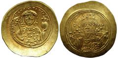 Byzantine Byzantine Michael VII Ducas (1071-1078 AD). Constantinople AV Histamenon Nomisma (27.4mm 4.4g) Obv: +MIX AHΛ RACIΛ O Δ Bust of Michael VII facing, wearing loros and crown with pendilia, hold