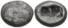 Greek Greek KINGS of LYDIA. Kroisos. (Circa 561-546 BC). Sardes AR 1/3 Stater (18.7mm 3.5g) Obv: Confronted foreparts of lion to right and bull to left Rev: Two irregular incuse squares. GRPC Lydia S5