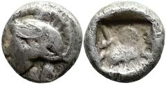 Greek Greek DYNASTS of LYCIA. Uncertain mint. Kherei (440-410 BC). AR Obol (8mm 0.62g) Obv: Helmeted head of Athena left Rev: Rev: Head of Kherei right, wearing kyrbasia; within incuse circle. Falgher