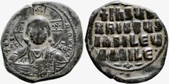 Byzantine Byzantine Anonymous Follis. Time of Basil II with Constantine VIII (976-1025.AD). Constantinople AE Follis (29.5mm 10.91g) Obv: Facing bust of Christ Pantokrator; IC-XC across field Rev: +Ih