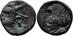 Greek Greek PERSIA. Achaemenid Empire. Time of Artaxerxes III to Darios III. Uncertain mint (Ephesos?), (circa 350-333 BC). AE Bronze (13mm 2.39g) Obv: Persian king or hero in kneeling-running stance 