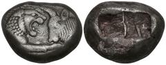 Greek KINGS of LYDIA. Kroisos. Sardes (Circa 561-546 BC) AR Stater - Double Siglos (15.7mm 10.5g) Obv: Confronted foreparts of lion to right and bull to left Rev: Two incuse squares of unequal size. G