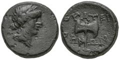 Greek LYDIA. Thyateira. (2nd century BC) AE Bronze (15.8mm 2.86g) Obv:Laureate head of Apollo to right. Rev: ΘΥΑΤΕΙ ΡΗ-ΝΩΝ, double axe. SNG von Aulock 3199; SNG Copenhagen 571; BMC 6-7; GRPC Lydia 8