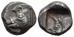 Greek DYNASTS OF LYCIA. Uncertain dynast. (Circa 500-480 BC) AR Trihemiobol (8,6mm 0,99g) Obv: Head of boar to left Rev: Head of man-headed bull to left within incuse square. Müseler II, 15 var. (boar