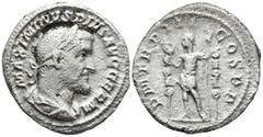 Roman Imperial Maximinus I Thrax (235-238 AD). Rome AR Denarius (19,8mm 3,41g) Obv: MAXIMINVS PIVS AVG. Laureate, draped and cuirassed bust to right Rev: P M TR P III-COS P P. Maximinus I standing fac