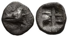 Greek MYSIA. Kyzikos. (Circa 520-480 BC) AR Tetartemorion (6,3mm 0,26g) Obv: Head of tunny fish left Rev: Quadripartite incuse square Von Fritze, Kyzikos IX, 34, 3 (hemiobol); SNG France 359 (hemiobol
