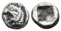 Greek IONIA. Phokaia. (Circa 521-478 BC). AR Hemidrachm or Triobol (10,1mm 1,48g) Obv: Head of griffin left. Rev: Rough incuse square. SNG Keckman 300; SNG von Aulock 2116