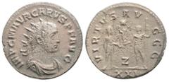 Roman Imperial Roman Imperial Coins CARUS (282-283). Antoninianus. Rome. 3 g. 20,3 mm. Obv: IMP C M AVR CARVS P F AVG. Radiate and cuirassed bust right. Rev: VIRTVS AVGG /Z XXI Virtus standing left, h