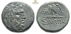 Greek Coins PONTOS.Sınope…..Mithradates VI.(Circa 85-65 B)C.Ae. Obv : Laureate head of Zeus right. Rev : AMIΣOY. Eagle standing left on thunderbolt, wings open, head right; monogram in left. 8,81g 19,