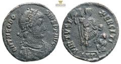 Roman Imperial Coins Roman Imperial Theodosius I Antiochia, 392-395 AD. AE D N THEODOSIVS P F AVG diademed, draped, cuirassed bust of Theodosius right / VIRTVS EXERCITI emperor standing right, 4,48g 2