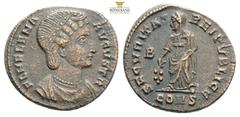 Roman Imperial Coins Helena, Augusta, 324-328/30. Follis Cyzicus, 324-325. HELENA AVGVSTA Draped bust of Helena to right, wearing pearl diadem. Rev. SECVRITAS REI PVBLICE / SMKΔ Securitas standing lef