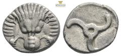 Greek Coins DYNASTS OF LYCIA. Perikles (Circa 380-360 BC). Tetrobol. Uncertain mint, possibly Limyra. Obv: Facing scalp of lion. Rev: Triskeles within incuse circle. Müseler VIII.49-51; SNG von Aulock