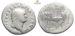 Roman Imperial Coins Titus. Silver Denarius... AD 79-81. Rome, AD 80. IMP TITVS CAES VESPASIAN AVG P M, laureate head of Titus right. rev. TR P VIIII IMP XIIII COS VII P P, slow quadriga left, drawing
