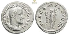 Roman Imperial Coins MAXIMINUS THRAX (235-238). Denarius. Rome. Obv: MAXIMINVS PIVS AVG GERM. Laureate, draped and cuirassed bust right. Rev: FIDES MILITVM. Fides standing facing, head left, holding s