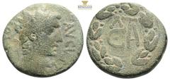Roman Imperial Coins Roman Provincial SYRIA, Seleucis and Pieria. Antioch (?). Augustus,Bronze Bare head of Augustus to right. Rev. C•A within linear circle and large laurel wreath. BMC 712 ('Pergamum