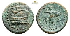 Greek Lycia, Phaselis. Ca. 190-167 B.C. AE (19.6 mm, 3.6 g,) Prow of war galley right; Nike flying right above, crowning prow / Φ-A, Athena standing right, wielding thunderbolt and holding aegis. Heip