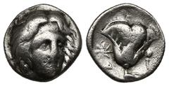 GREEK Greek Coins ISLANDS off CARIA, Rhodos. Rhodes. Circa 305-275 BC. AR Drachm (3,0 gr - 14,30 mm) Head of Helios facing slightly right / Rose with bud to right; star and Δ to left.
