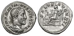 ROMAN REPUBLICAN / IMPERIAL Roman Imperial Maximinus Thrax (235-238 AD). AR, Denarius (2,8 gr - 18,20 mm). Rome. Obv: IMP MAXIMINVS PIVS AVG. Bust of Maximinus I, laureate, draped, cuirassed, right Re