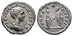 ROMAN IMPERIAL Roman Imperial Coins PLAUTILLA (Augusta, 202-205). Denarius. Rome. Obv: PLAVTILLAE AVGVSTAE. Draped bust right. Rev: PROPAGO IMPERI. Plautilla standing right, clasping hands with Caraca