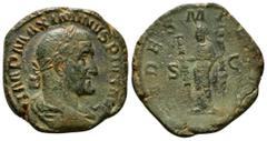 ROMAN IMPERIAL Roman Imperial Coins MAXIMINUS THRAX (235-238). Sestertius. Rome. Obv: MAXIMINVS PIVS AVG GERM. Laureate, draped and cuirassed bust right. Rev: FIDES MILITVM / S - C. Fides standing lef