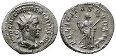 ROMAN IMPERIAL Roman Imperial Coins TREBONIANUS GALLUS (252-253). Antoninianus. Rome. Obv: IMP CAE C VIB TREB GALLVS AVG. Radiate, draped and cuirassed bust right. Rev: FELICITAS PVBLICA. Felicitas st