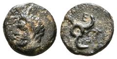 GREEK DYNASTS OF LYCIA. Perikles (Circa 380-360 BC). Ae. Obv: Horned head of Pan left . Rev: Triskeles. Condition: Very fine. 1,74 g - 12,61 mm