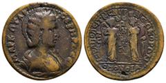 ROMAN PROVINCIAL COINS PHRYGIA. Hierapolis. Otacilia Severa (Augusta, 244-249). Ae Obv : ΜΑΡΚ ΩΤΑΚΙΛ ϹƐΒΗΡΑ ϹƐΒ; diademed and draped bust of Otacilia Severa, Rev : ΙƐΡΑΠΟΛƐΙΤΩΝ Κ ϹΜΥΡΝ ΝƐΩΚΟΡΩΝ ΟΜΟΝΟΙ