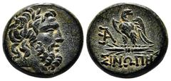 GREEK COINS PAPHLAGONIA. Sinope. Ae (Circa 95-90 or 80-70 BC). Struck under Mithradates VI Eupator. Obv: Laureate head of Zeus right. Rev: ΣΙΝΩΠΗΣ. Eagle, with head right and wings spread, standing le