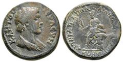 ROMAN PROVINCIAL COINS PHRYGIA, Hierapolis. temp. Elagabalus. AD 218-222. Æ Laureate and draped bust of the Senate right. ΚΛΗΤΟC ΙΕΡΑCΥΝ. Rev: Seated to left Athen holding Nike.inner right trophy. Con