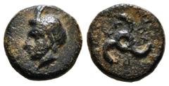 GREEK COINS DYNASTS OF LYCIA. Perikles (Circa 380-360 BC). Ae. Obv: Horned head of Pan left . Rev: Triskeles. 2,07g