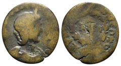 ROMAN PROVINCIAL COINS PHRYGIA,Hierapolis, Annia Faustina (Augusta, 221). AE Obv: ΑΝΝΙΑ ΦΑVСΤЄΙΝΑ СЄΒ - Draped bust right, wearing stephane; c/m: Figure holding scepter (?) and uncertain object. Rev: 