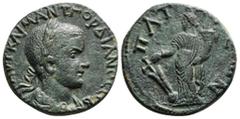 Roman Provincial Coins LYCIA. Patara. Gordian III (238-244). Ae. 16,45 g - 27,37 mm Obv: AVT KAI M ANT ΓOPΔIANOC CЄB. Laureate, draped and cuirassed bust right. Rev: ΠATAPЄωN. Tyche standing left, hol