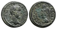 Roman Provincial Coins CILICIA. Hierapolis-Castabala. Macrinus, 217-218. Assarion. Obv : AΥT K M OΠ MAKΡINOC CЄB Laureate head of Macrinus to right. Rev. IЄPOΠ KACTABAΛЄΩN Nike advancing left, holding