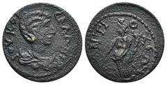 Roman Provincial Coins CARIA. Antiochia ad Maeandrum. Salonina, Augusta, 254-268. IOY KOP CAΛΩNI Diademed and draped bust of Salonina to right, set on a crescent. Rev. ANTIO-X-EΩN Tyche standing left,