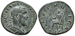 Roman Republic & Imperial PUPIENUS (238). Sestertius. Rome. Obv: IMP CAES M CLOD PVPIENVS AVG. Laureate, draped and cuirassed bust right. Rev: PAX PVBLICA / S C. Pax seated left on throne, holding bra