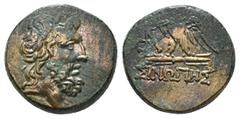 Greek Coins PAPHLAGONIA. Sinope. Ae (Circa 95-90 or 80-70 BC). Struck under Mithradates VI Eupator. Obv: Laureate head of Zeus right. Rev: ΣΙΝΩΠΗΣ. Eagle, with head right and wings spread, standing le