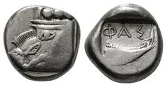 Greek Coins LYCIA. Phaselis. Tetrobol (Circa 500-440 BC). Obv: Prow of galley left. Rev: ΦΑ - Σ. Stern of galley right within incuse square 3,45 g - 12,70 mm