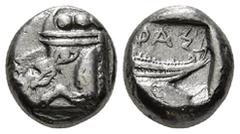 Greek Coins LYCIA. Phaselis. Tetrobol (Circa 500-440 BC). Obv: Prow of galley left. Rev: ΦΑ - Σ. Stern of galley right within incuse square 3,35 g - 12,20 mm