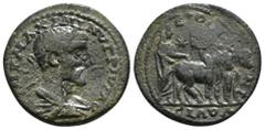 Roman Provincial Coins CILICIA. Ninica-Claudiopolis. Maximinus Thrax (235-238). Ae. Obv: IMP C S IUL UЄR MAXIMINUS. Bareheaded, draped and cuirassed bust right Rev: COL NINIC / CLAV. Colonist plowing 