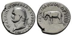 Roman Republic & Imperial Ancient Rome Titus (AD 79-81) AR Denarius, Rome, AD 80, 3,09 g. IMP TITVS CAESAR VESPASIAN AVG P M, laureate head of Titus left. Rev. TR P IX IMP XV COS VIII P P, elephant le