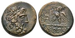 Greek Coins PAPHLAGONIA. Sinope. Ae (Circa 95-90 or 80-70 BC). Struck under Mithradates VI Eupator. Obv: Laureate head of Zeus right. Rev: ΣΙΝΩΠΗΣ. Eagle, with head right and wings spread, standing le