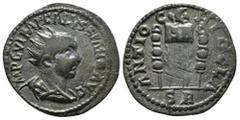 Roman Provincial Coins Pisidia, Antioch. Trebonianus Gallus for Volusian (Augustus) AE Obv: IMP C VMP CALVSSIAND AVG; radiate, draped and cuirassed bust of Volusian, right, seen from rear Rev: ANTIOCH