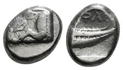 Greek Coins LYCIA. Phaselis. Stater (Circa 500-440 BC). Obv: Prow of galley left in the form of forepart of boar. Rev: ΦΑΣ. Stern of galley right within incuse square. 3,51 g